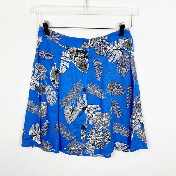 Mango Flowing A Line Skirt Printed Tropical S - Picture 4 of 13